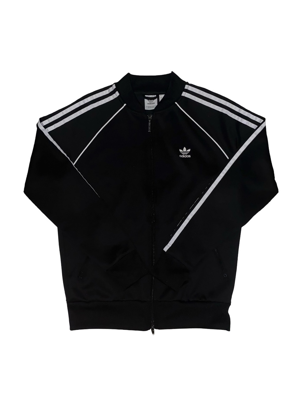 Adidas Black 3 Stripe Track Jacket Full Zip Trefoil M